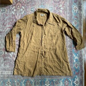 Flax 100% Linen Women’s Size 1G (18-20) Button down long sleeve top with pockets